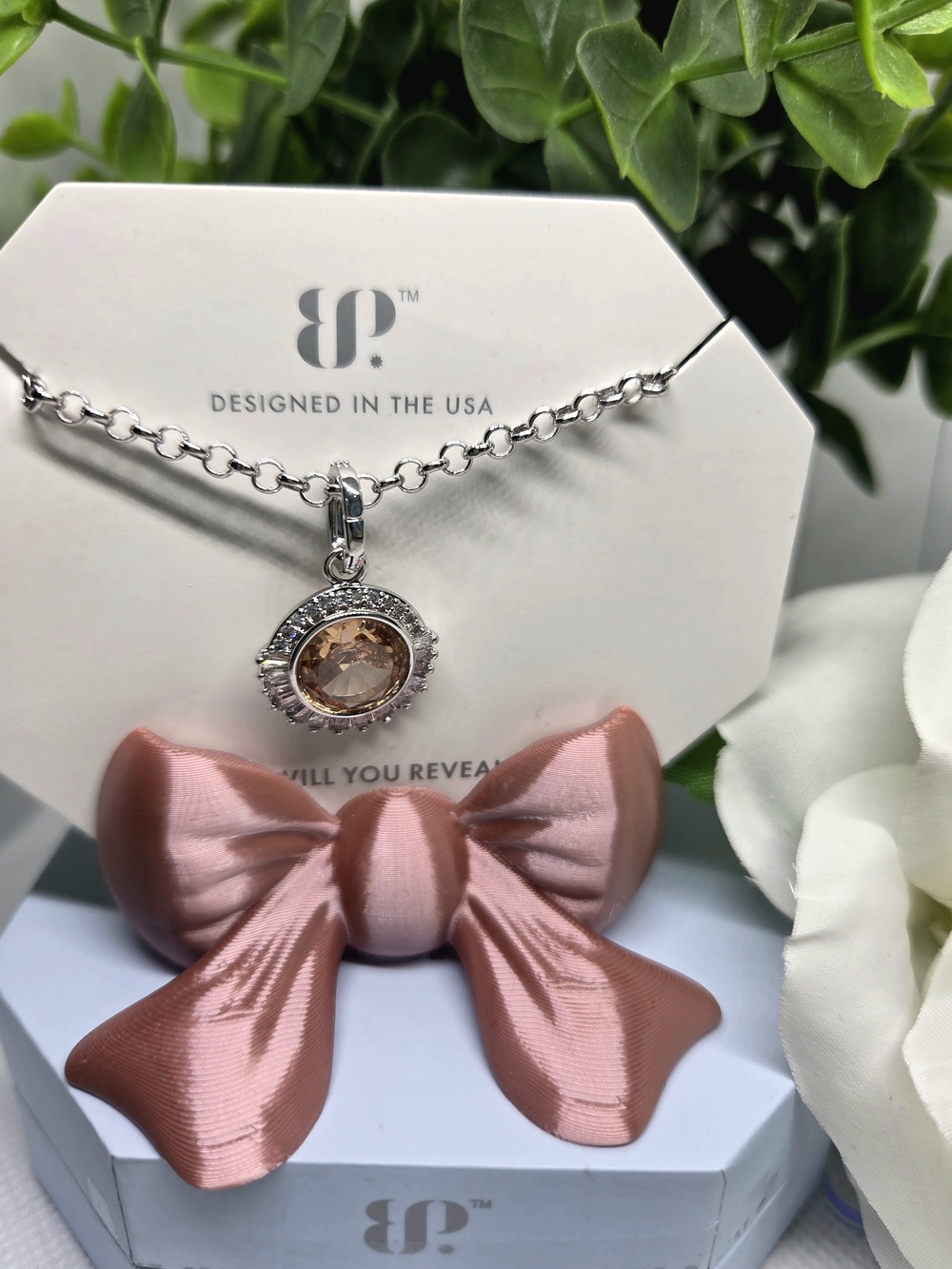 Sparkling Smokey Topaz Halo Pendant Necklace On Rhodium
